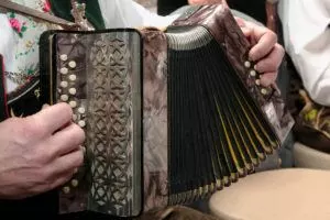 man playing an accordian