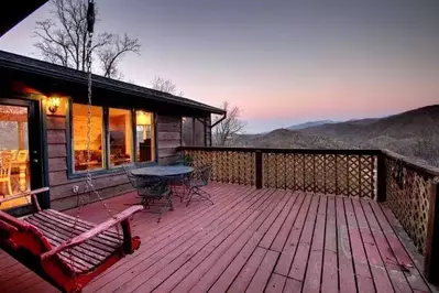 Sunset over the mountains from the deck of a Gatlinburg cabin rental